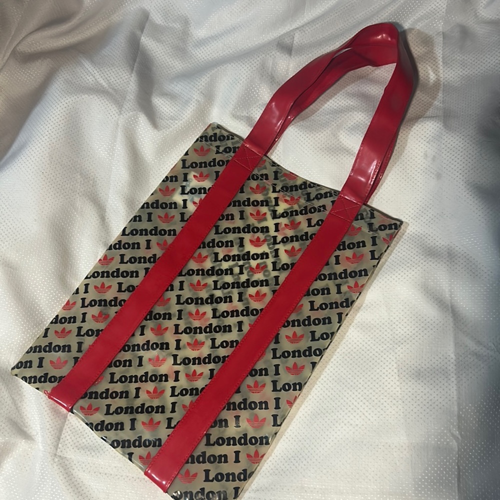 Vintage adidas Tote Bag Rubber I Love London Rare Streetwear Clear